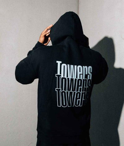 Hoodie "Towers x3" Schwarz (Backprint)