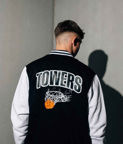 Collegejacke "Towers" Schwarz (Backprint)