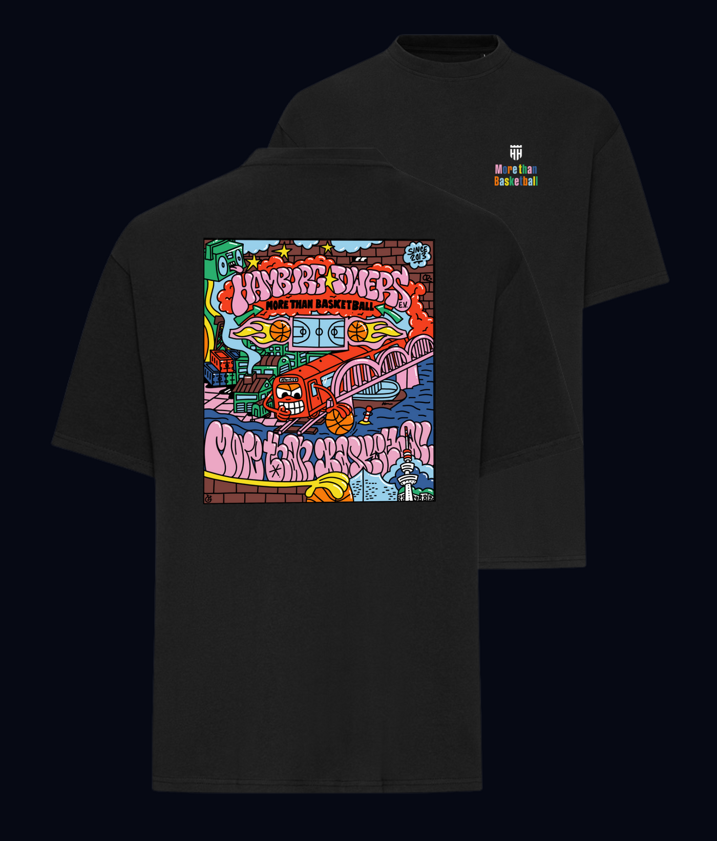 T-Shirt „Colorful Towers“ (Oversized Fit)