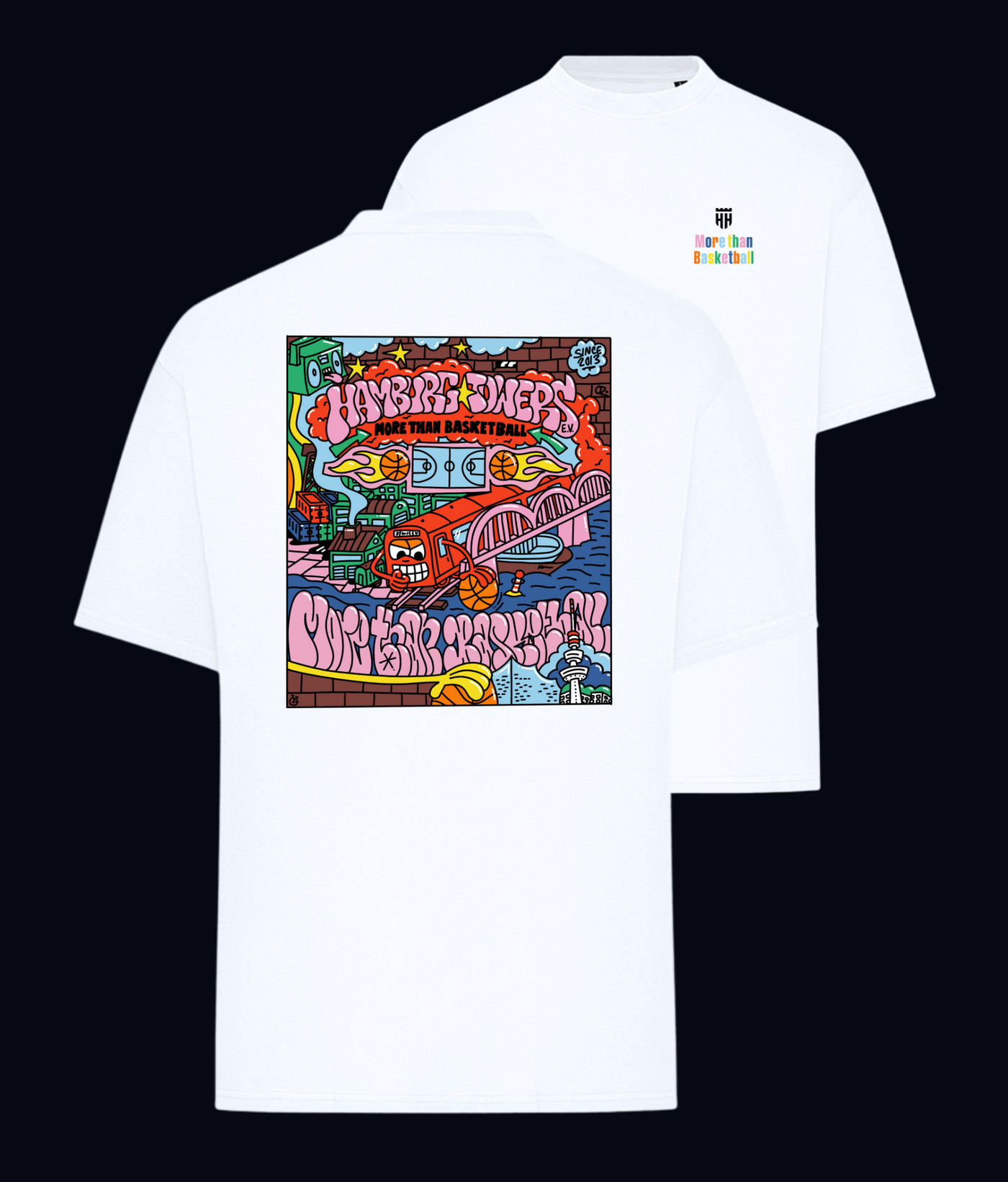 T-Shirt „Colorful Towers“ (Oversized Fit)