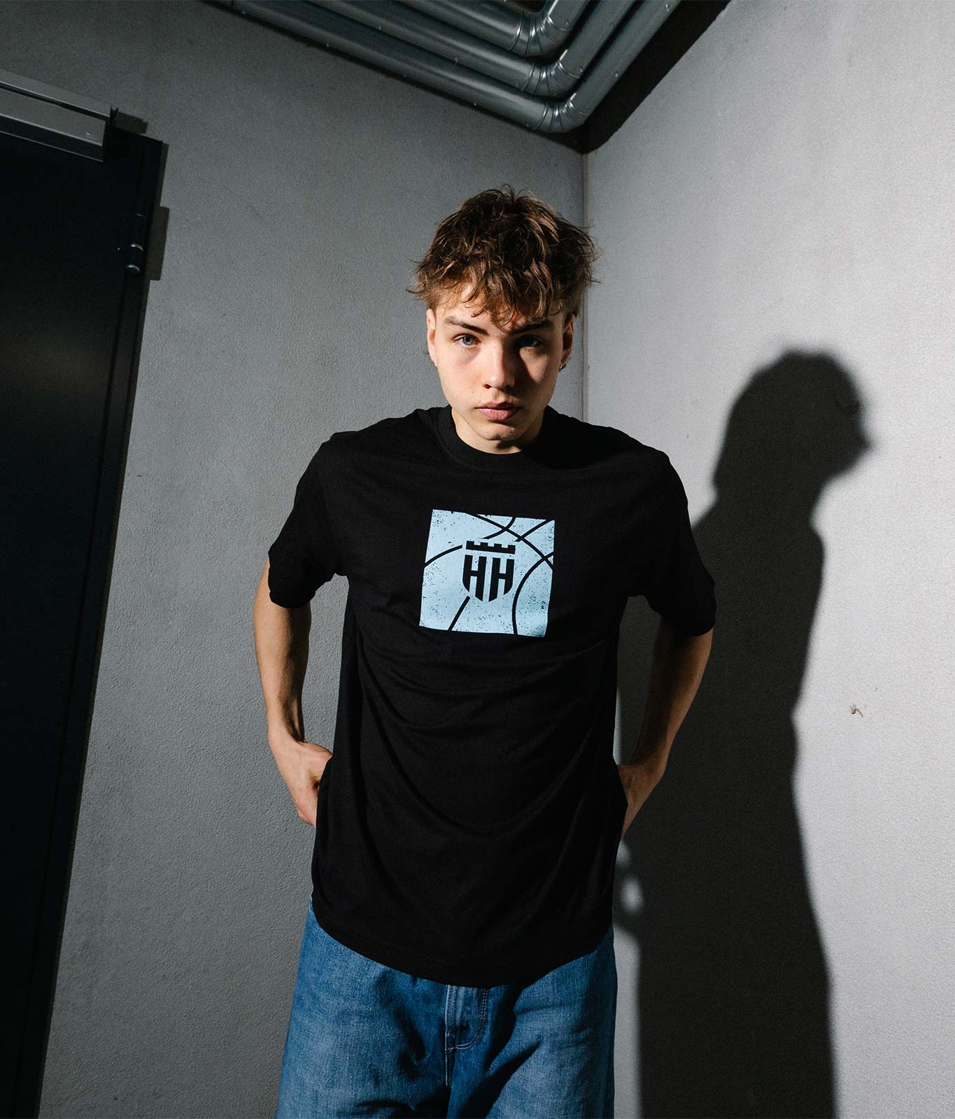 T-Shirt "HH Blue Square" Schwarz