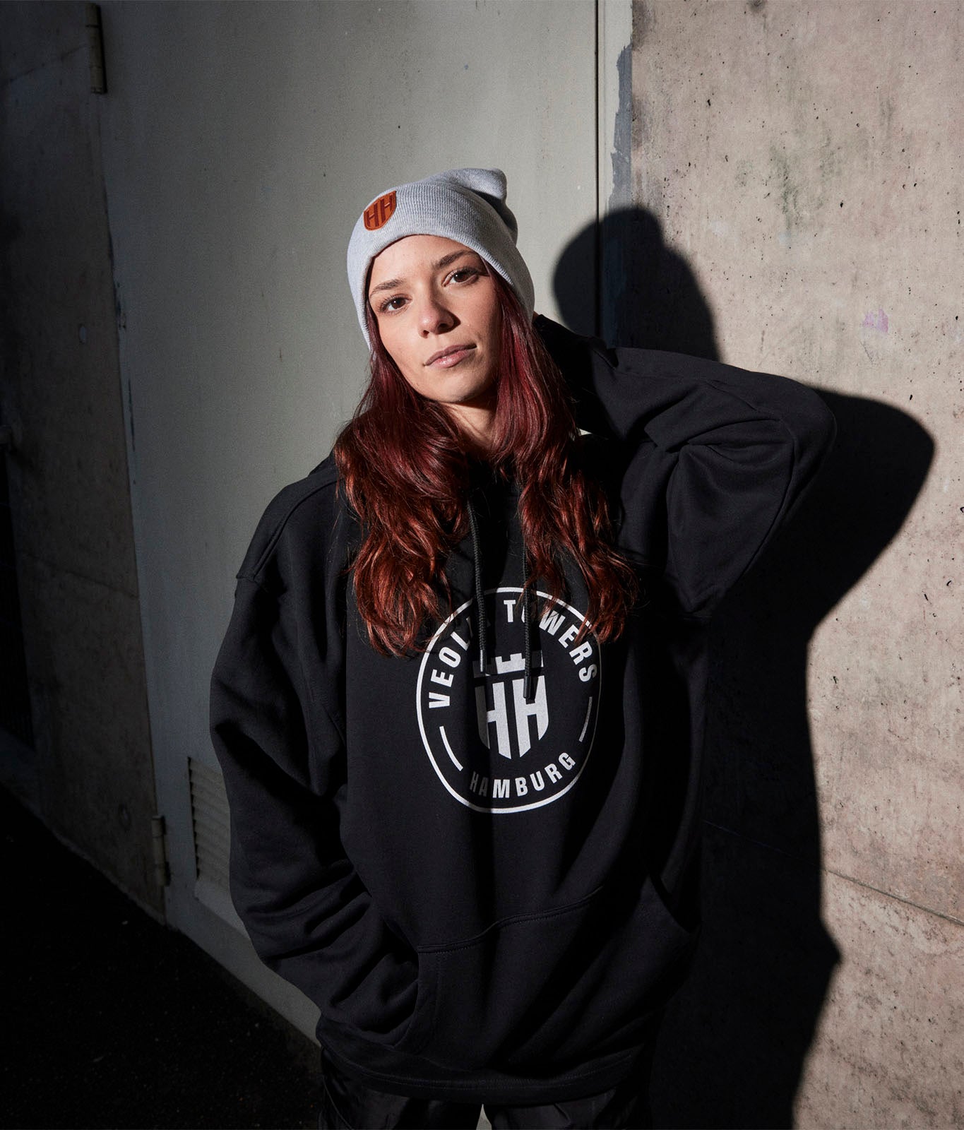 Beanie "HH Lederpatch" Grau